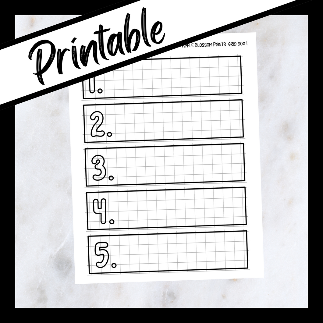 Printable Bookish - Grid Boxes