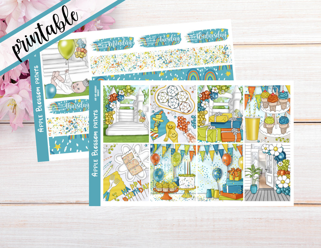 Hip Hip Hooray Bright  - Printable Weekly Kit